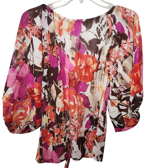 Romeo & Juliet Sheer Round Neck Elastic Neck With Tie Front with Opening. NWT - Picture 2 of 7